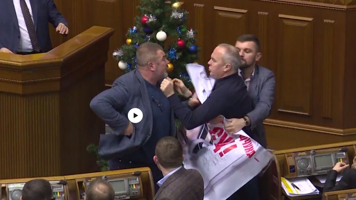 Christmas Fist Fight in Ukrainian Parliament